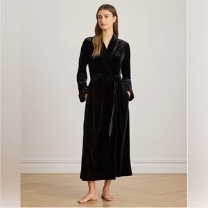 Lauren Ralph Lauren Velvet Robe Shawl Collar Black Small Luxury Old Money
